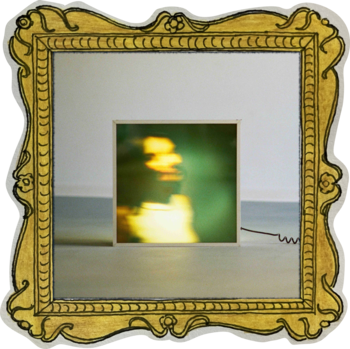 The album artwork for 'Cinema, alone'. The album artwork shows a blurry, over-exposed analogue photo of a woman in front of a dark background. You can't make out much in the image, but the colours are very vibrant - yellows, oranges, and greens.